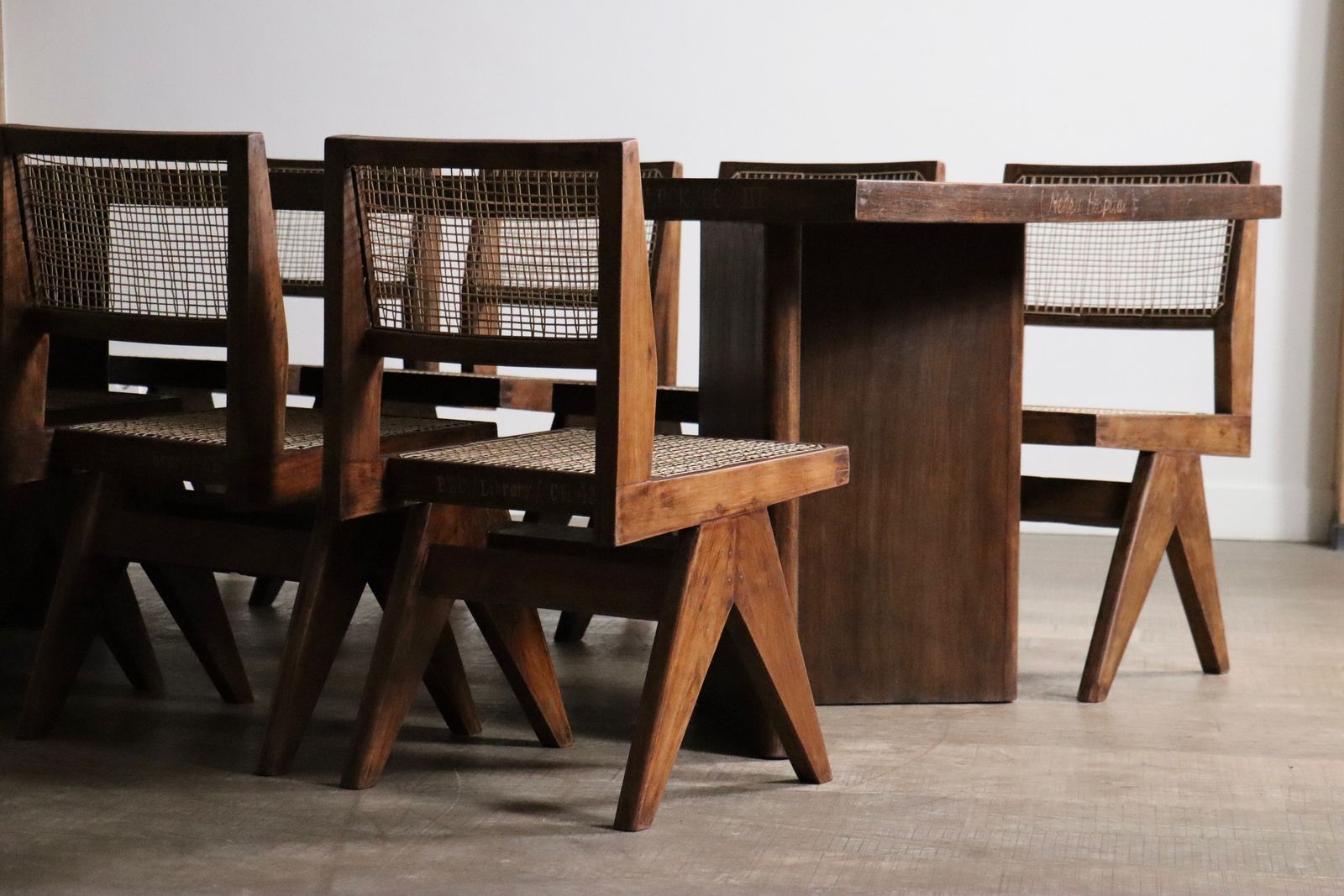 Set Of 8 Pierre Jeanneret Pj Si 25 A Armless Chairs, Chandigarh, 1958 1959 photo vinterior