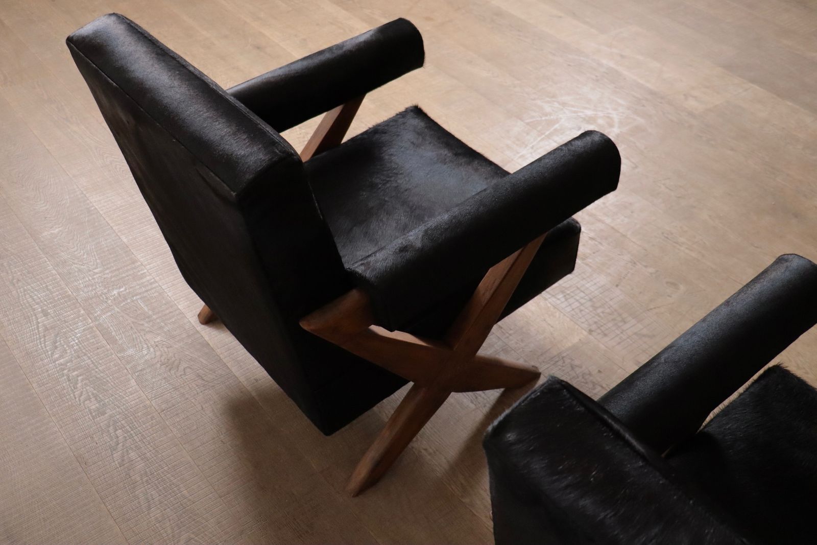 Pair Of Pierre Jeanneret X Leg Lounge Chairs, Chandigarh 1960s photo furniture