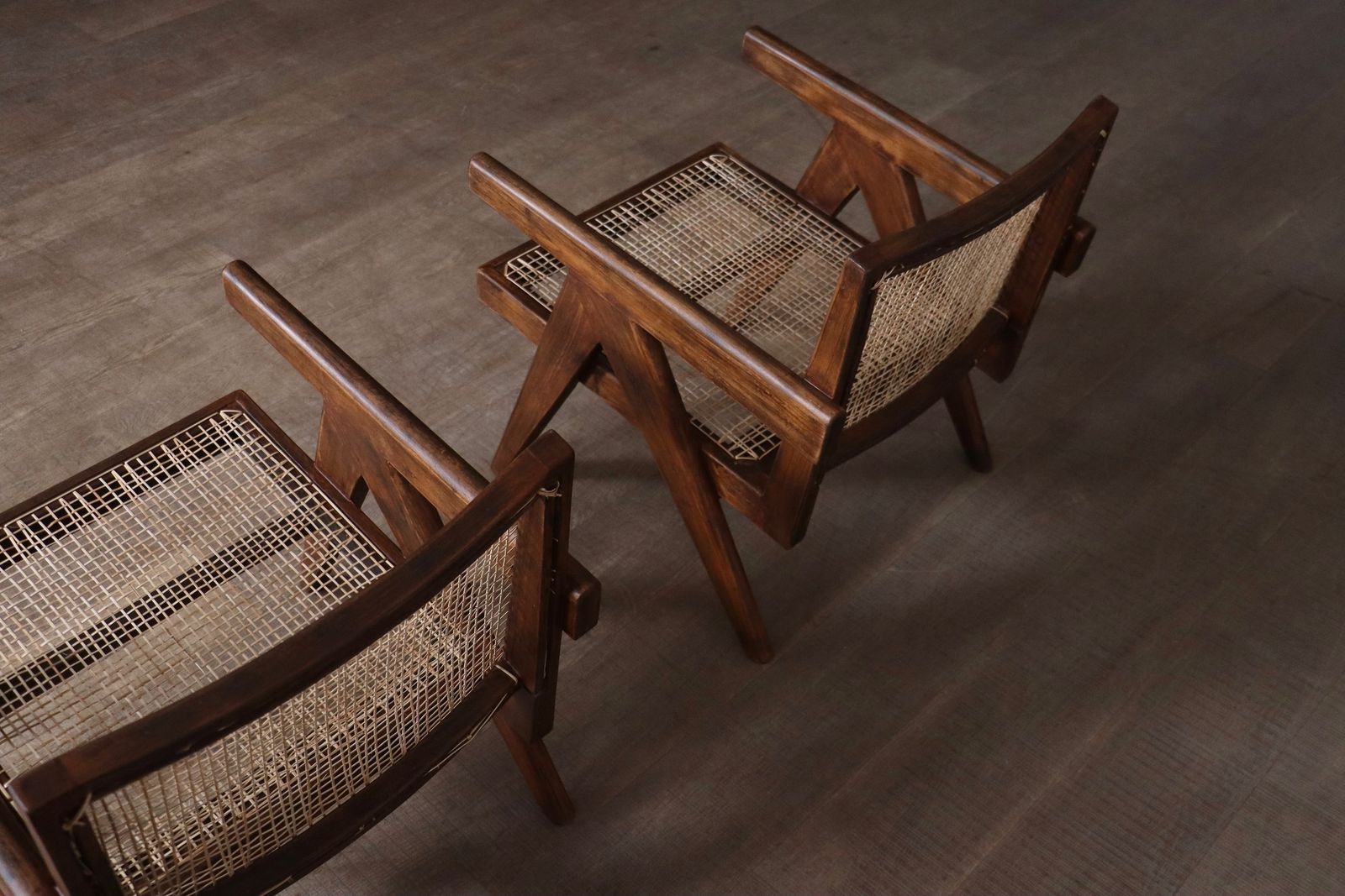Pierre Jeanneret Lounge Chairs Pj Si 29 A In Teak And Cane, ca. jaren 1950 photo for sale
