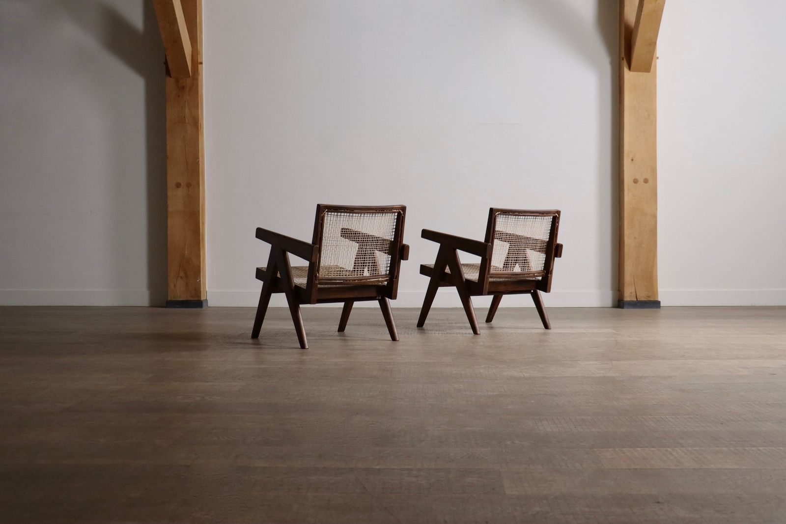 photo for sale Pierre Jeanneret Lounge Chairs Pj Si 29 A In Teak And Cane, ca. jaren 1950