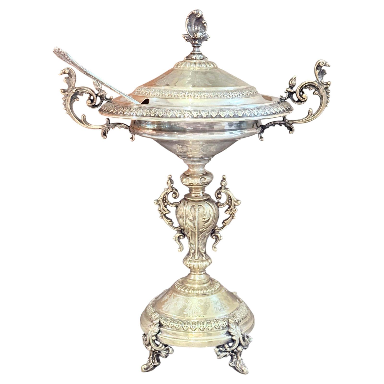 Coupe d'époque en argent, saupoudroir à sucre en métal argenté suédois avec cuillère, Östberg