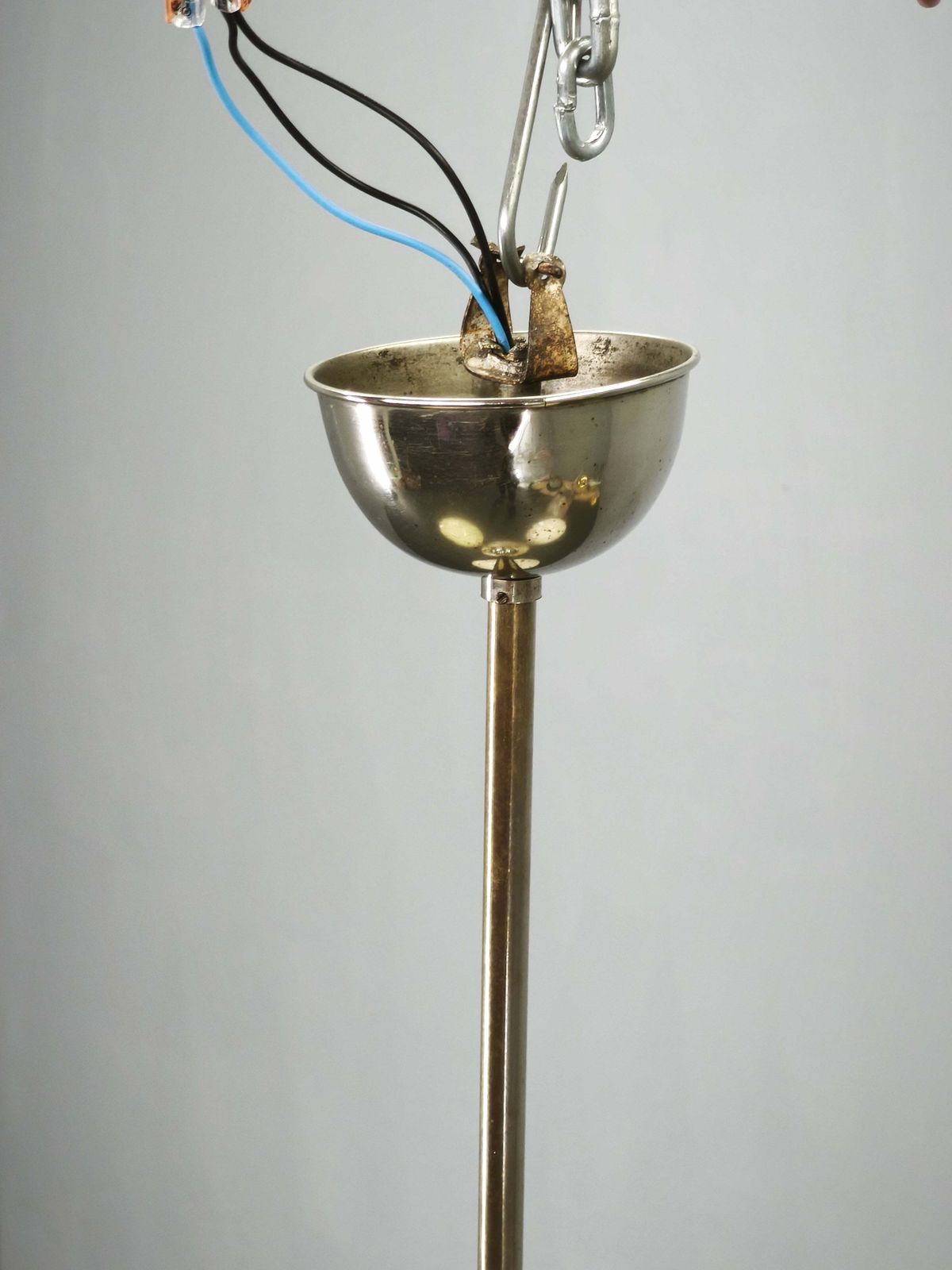 Art Deco hanglamp van crèmekleurig glas en chroom, jaren 1930, Tsjecho-Slowakije photo Verlichting