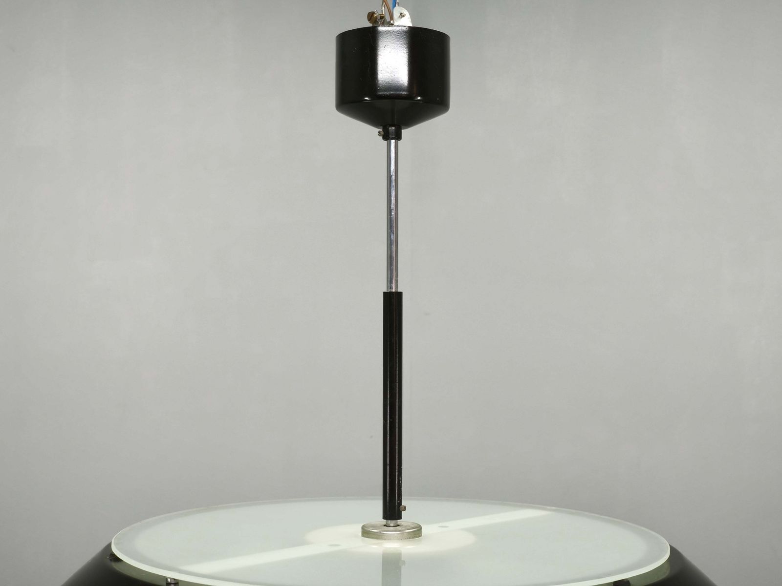 1960s Napako Modernist Black Glass Pendant Light, Czechoslovakia photo Lighting