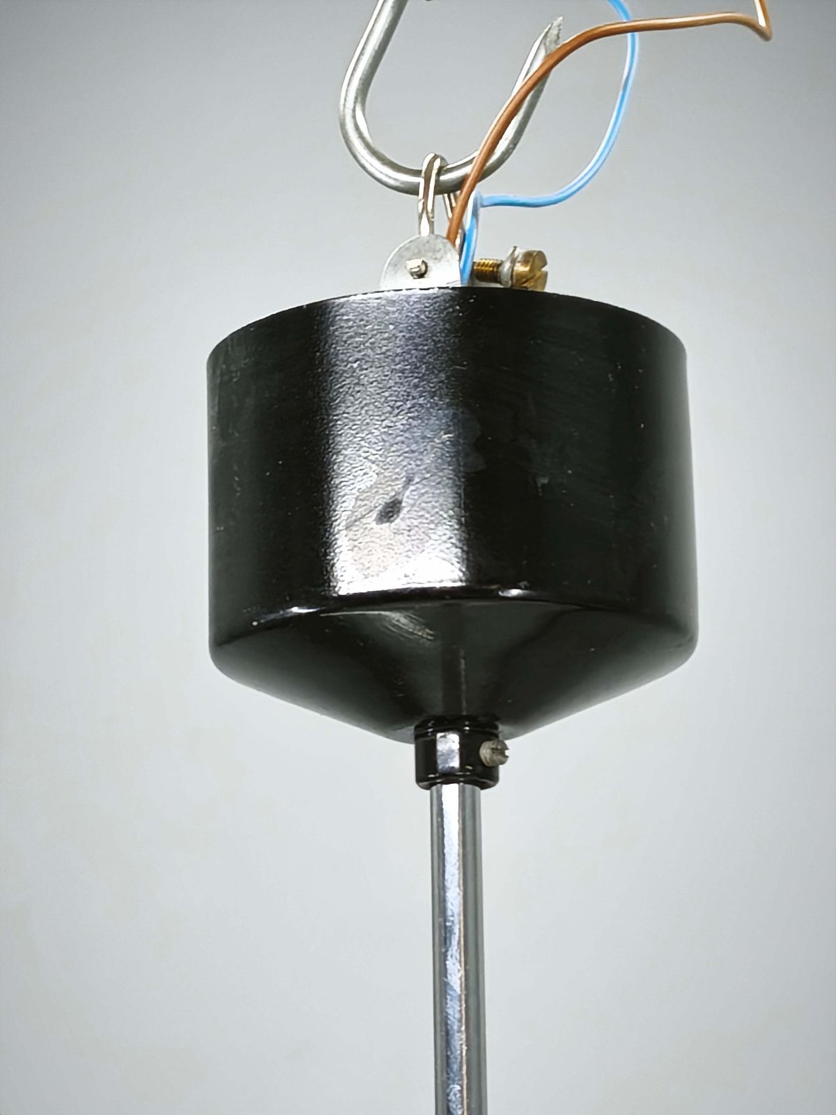 photo vinterior 1960s Napako Modernist Black Glass Pendant Light, Czechoslovakia