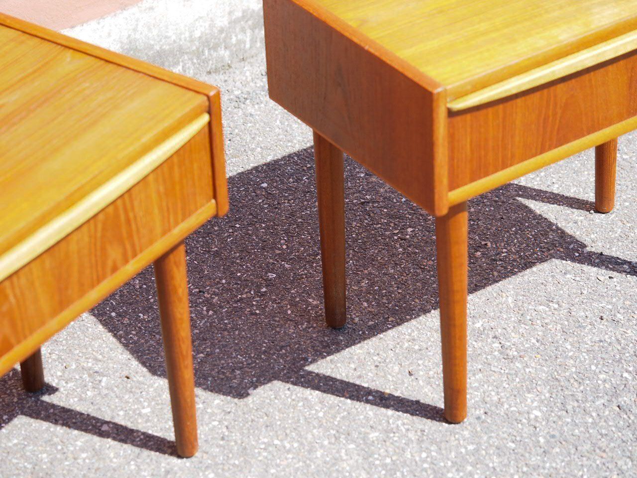 Vintage Teak Veneer Bedside Tables, Denmark, 1960, Set Of 2 photo vinterior