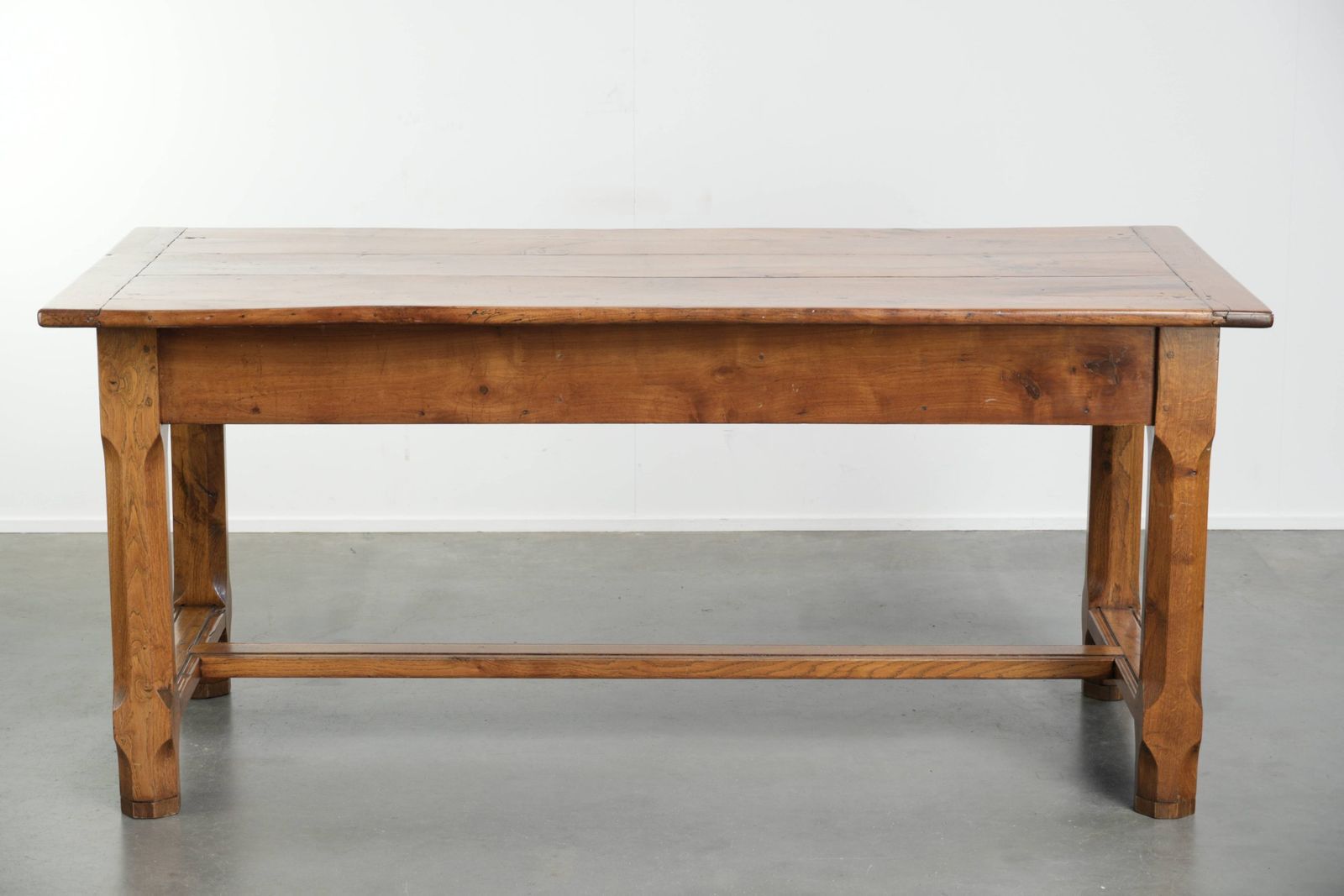 Furniture Characterful Antique French Dining Table From The 18th Century With A Fruitwood Top And An Oak Base. photo