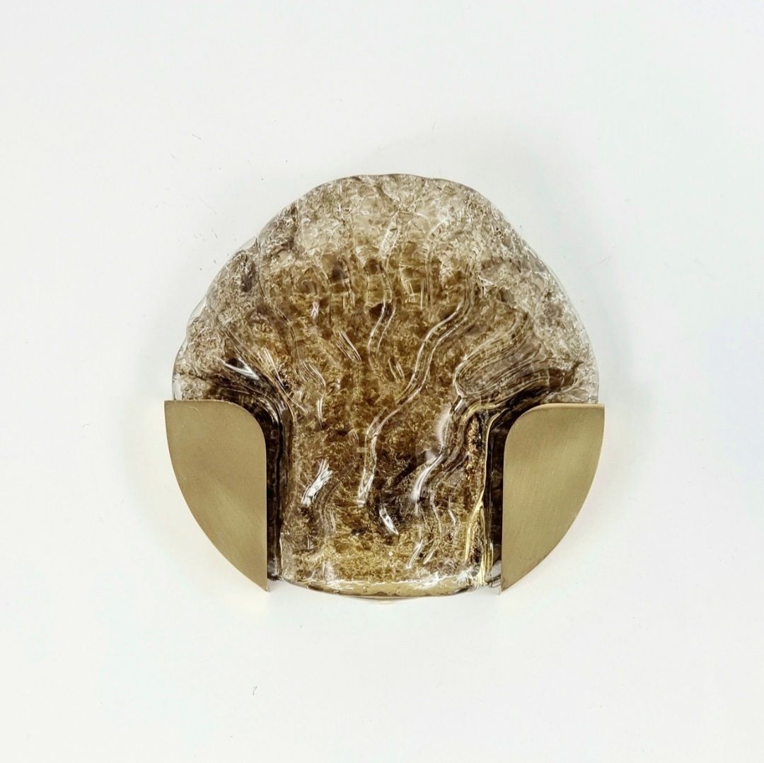 Applique murale mid-century modern en verre de Murano et laiton, tons sombres, Kaiser Leuchten, Allemagne, années 1960 photo for sale