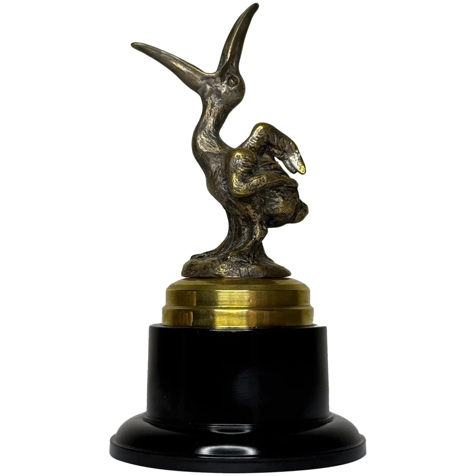 Antoine Bofill Signed Art Deco Pelican Car Mascot Brass Sculpture C1920s