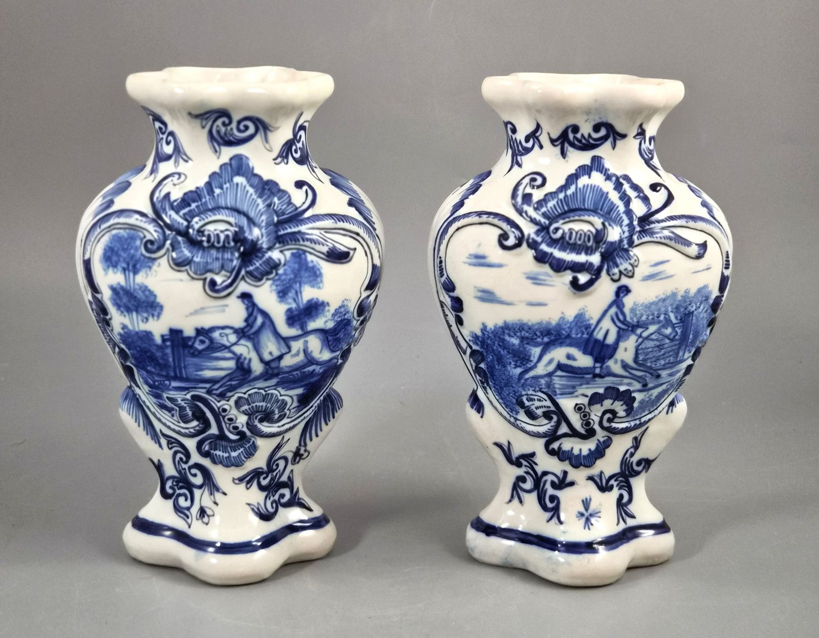 A Fine And Highly Decorative Pair Of Antique French Faience Vases Made By Fourmaintraux Courquin At Desvres, Circa 1880.