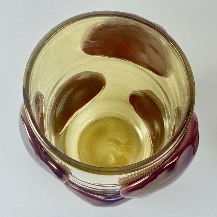 Paire de vases en verre de Murano transparent doré, applications rouges, fin du XXe siècle photo Décoration