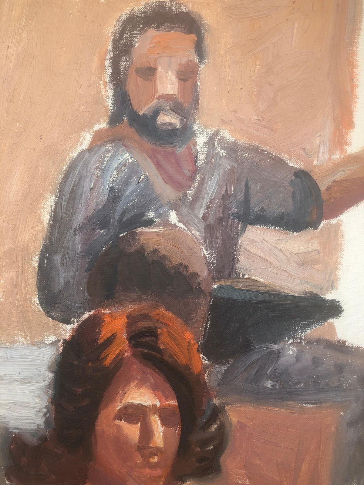 Jordi Curos Spaans figuratief schilderij naakt atelier interieur modern olieverf doek ca. 1978 photo Kunst