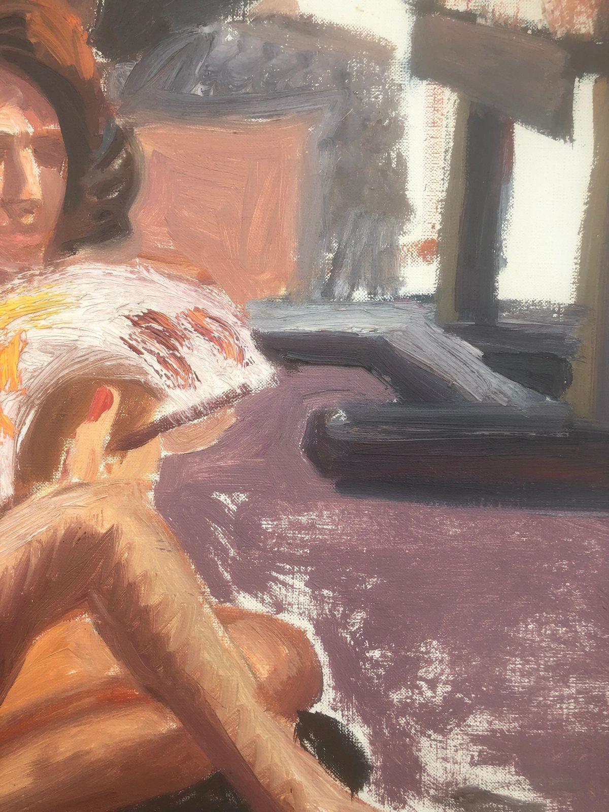 Jordi Curos Spaans figuratief schilderij naakt atelier interieur modern olieverf doek ca. 1978 photo vinterior