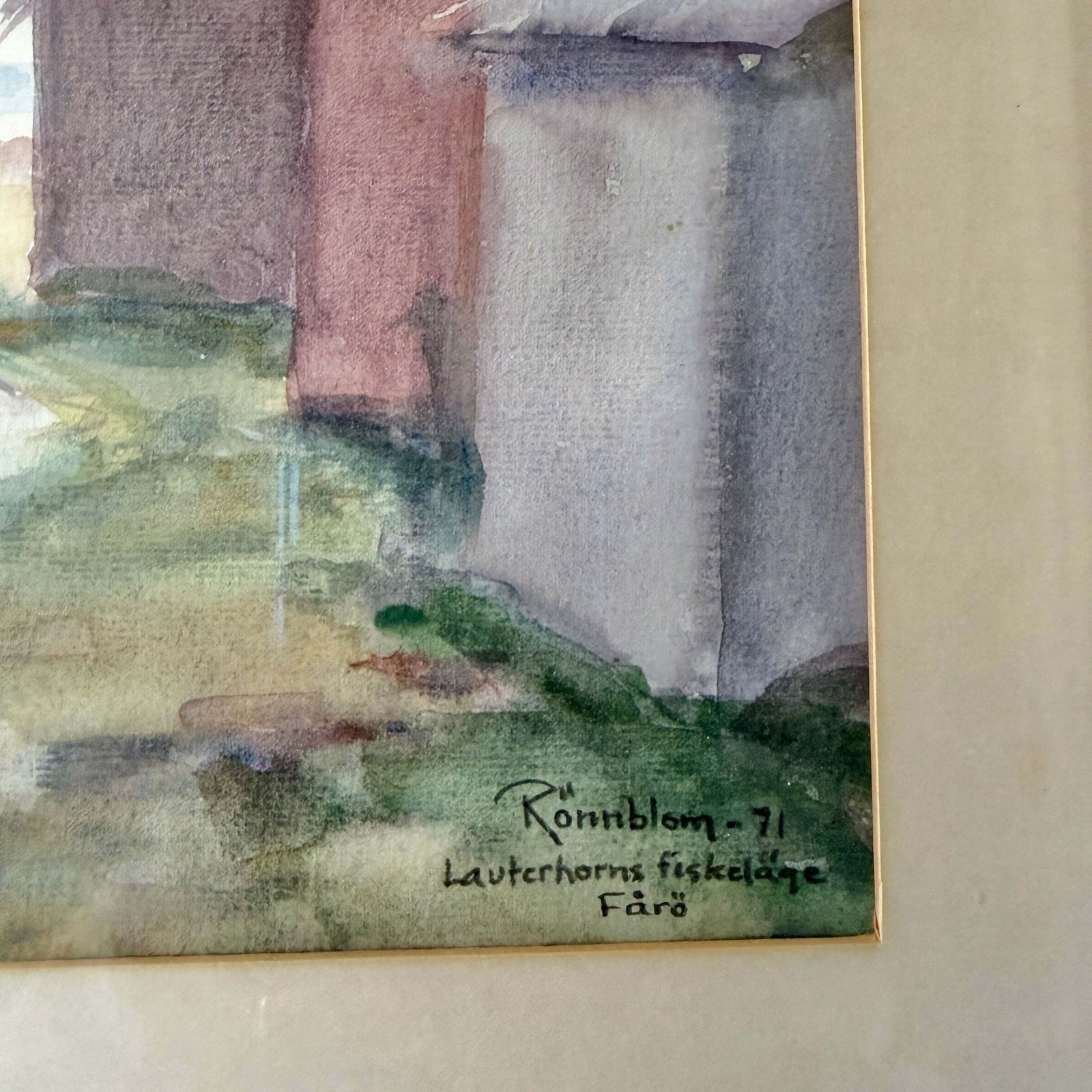 Lauterhorns Fishing Village, Fårö 1971. Vintage aquarel van Folke Rönnblom photo for sale