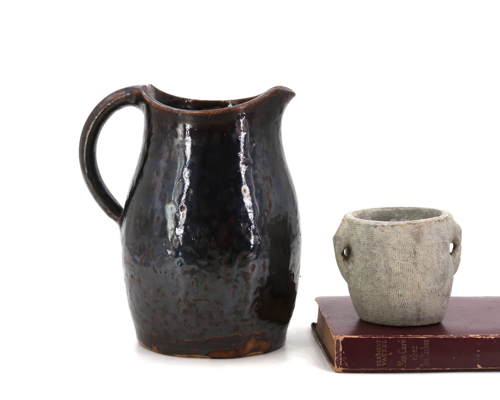 Pichet en grès noir par Jean Talbot, La Borne Ceramics, années 1940 photo Décoration