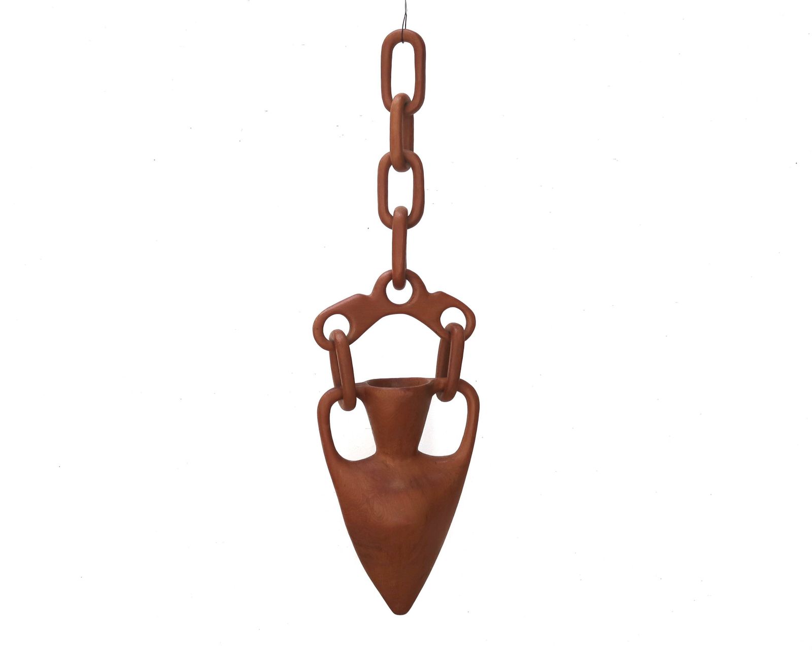 Hangende houten amforavas, Bohemian jaren 1970 stijl