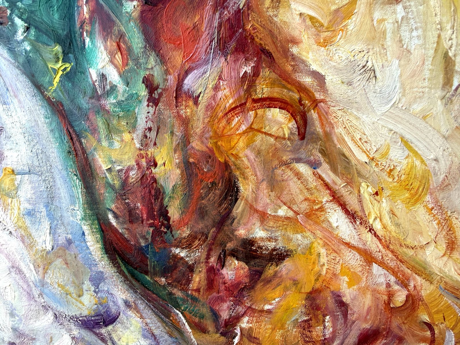 José Antonio Pineda Bueno, Jardin méditerranéen avec femme, peinture figurative espagnole colorée à l'huile, années 2000 photo vinterior