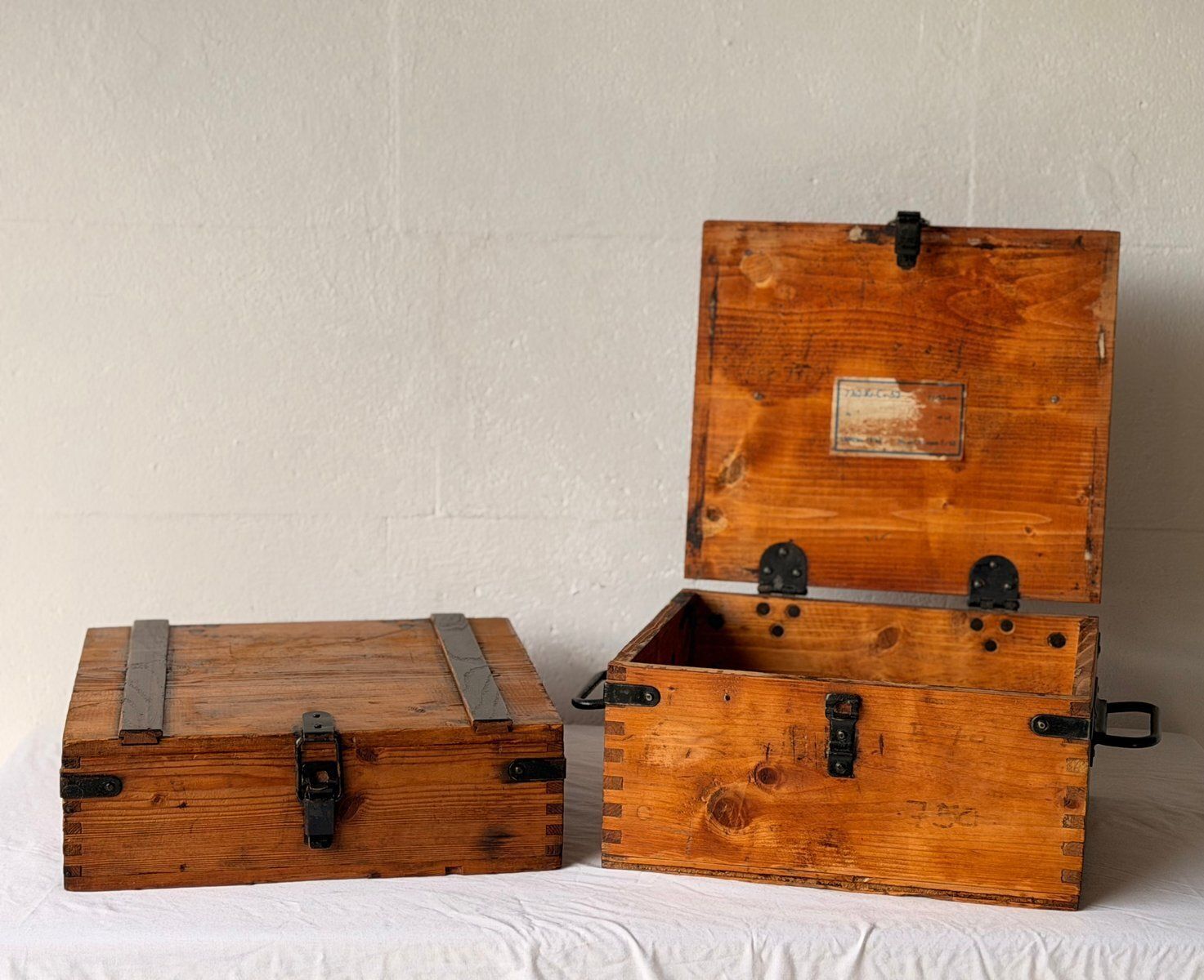 Vintage Wooden Storage Boxes, 1920s, Set Of 2
