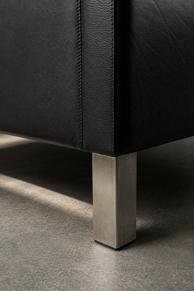 photo for sale Canapé 2 places mid-century modern en cuir noir, style danois, années 1970