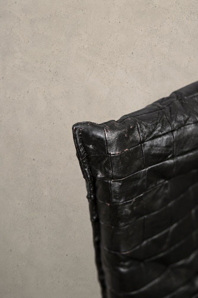 Fauteuils lounge mid-century modern scandinaves en cuir patchwork noir, IKEA, années 1980, lot de 2 photo buy