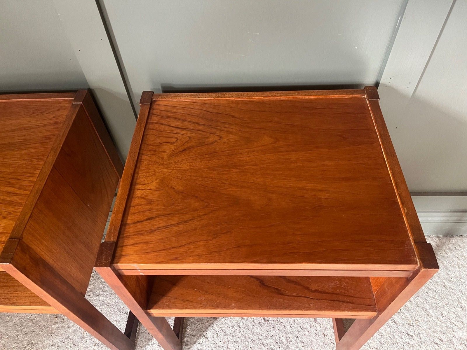 Pair Vintage Teak Bedside Cabinets Circa 1960’s photo vintage
