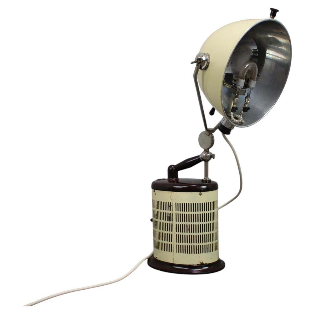 1930s Original Hanau Quartz Sun Lamp, German Medical Uv Therapy Lamp, Bauhaus In