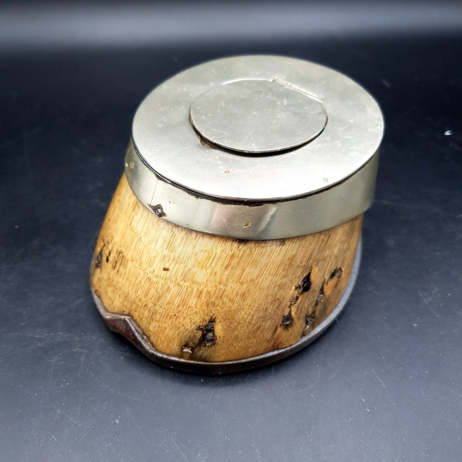 Antique Horse Hoof Inkwell J&Co Silver Mounted Victorian Edwardian Equestrian