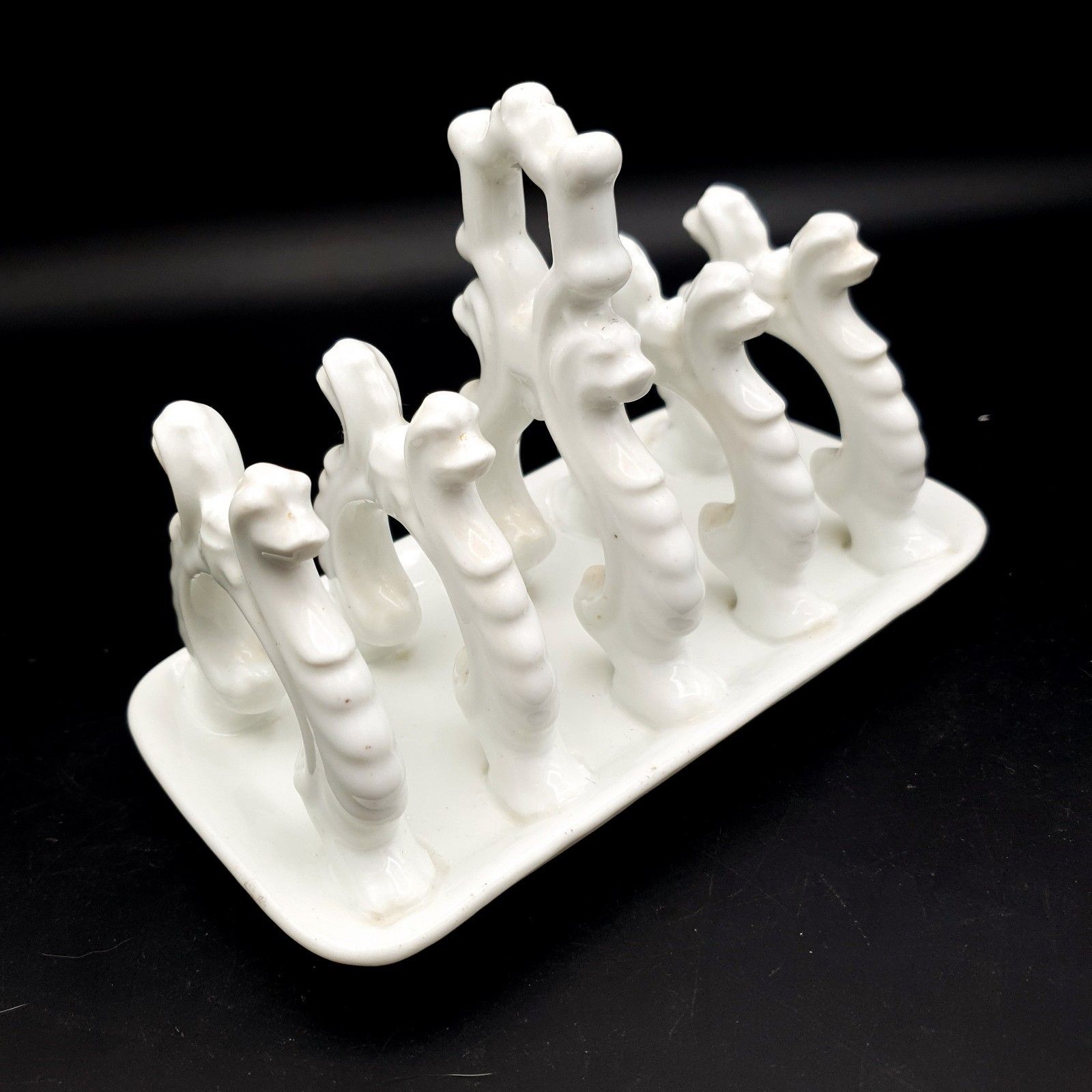 Vintage Porcelain Dragon Toast Rack White Ceramic Sea Serpent Novelty 17cm photo 100.0