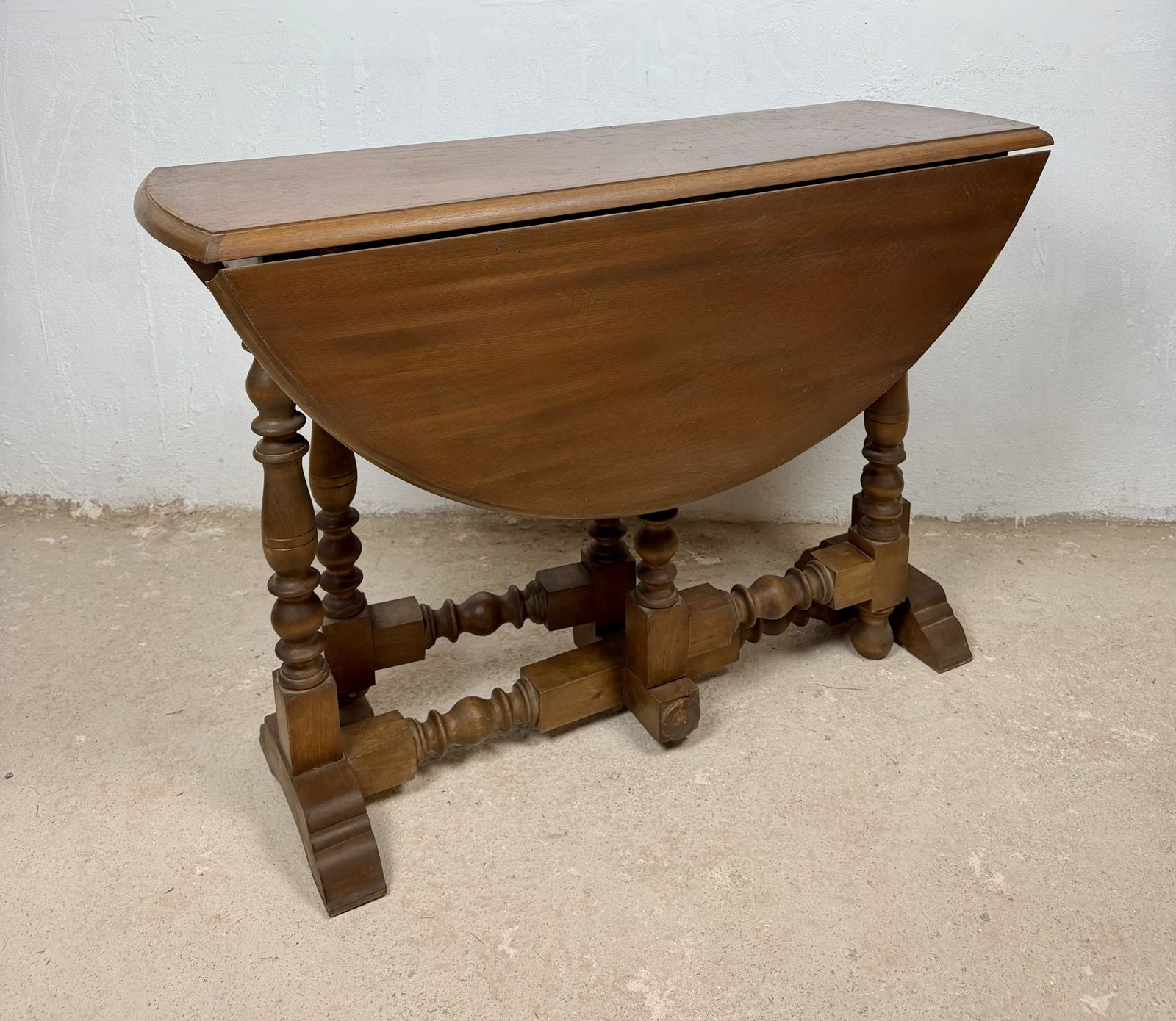 Spanish Drop Leaf Dining Table With Barley Twist Legs, Mid 20th Century photo furniture