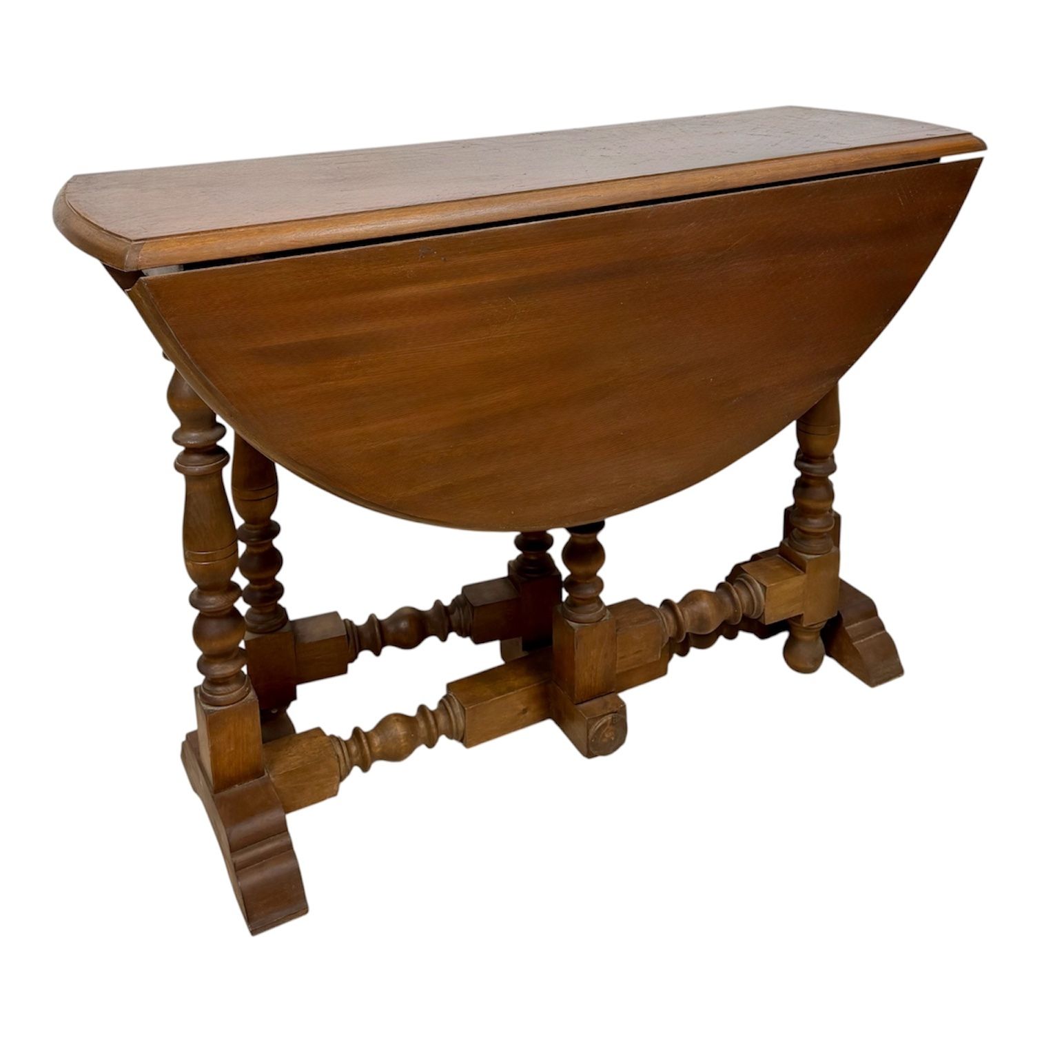 Spanish Drop Leaf Dining Table With Barley Twist Legs, Mid 20th Century