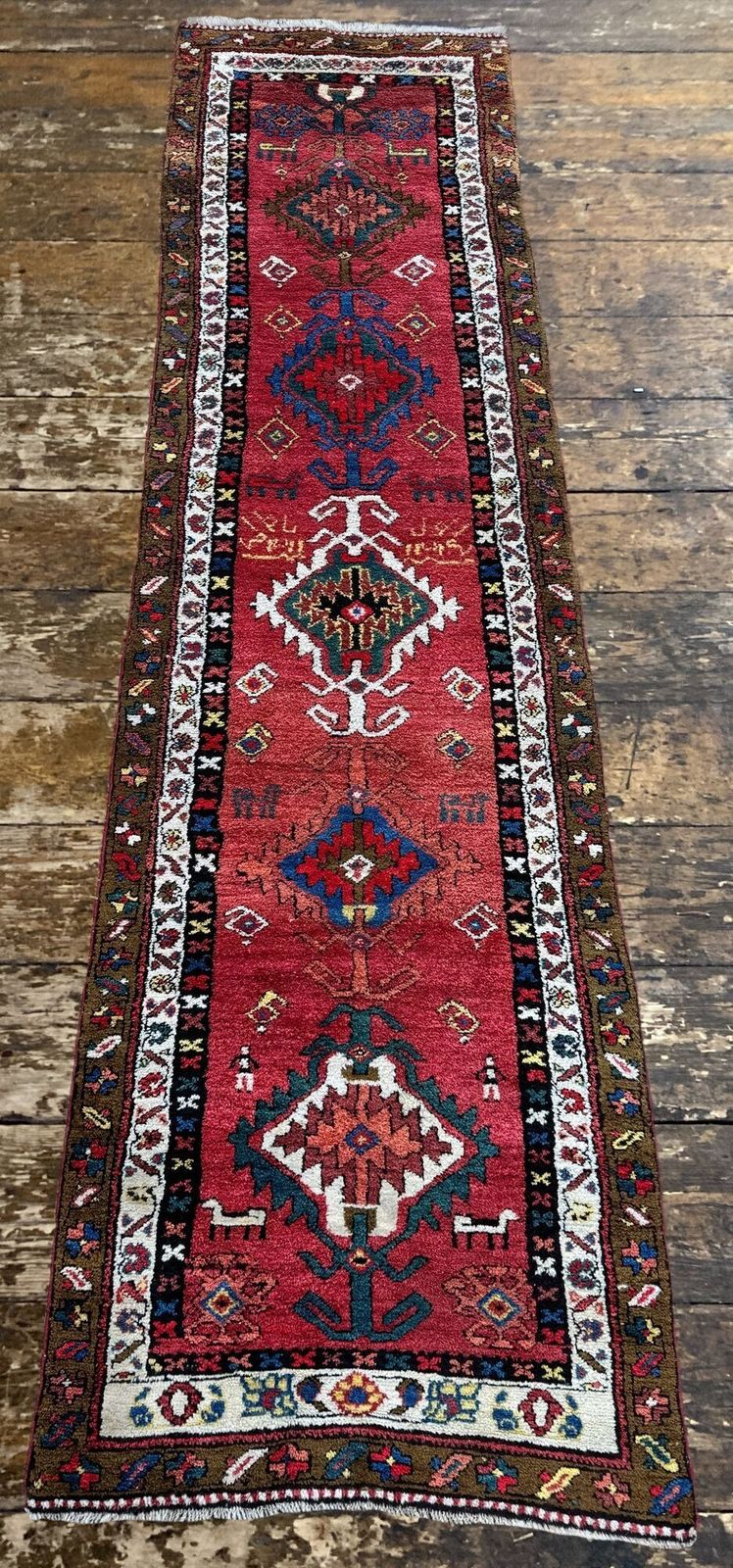 Antique Heriz Runner 3.62m X 0.95m photo Textiles