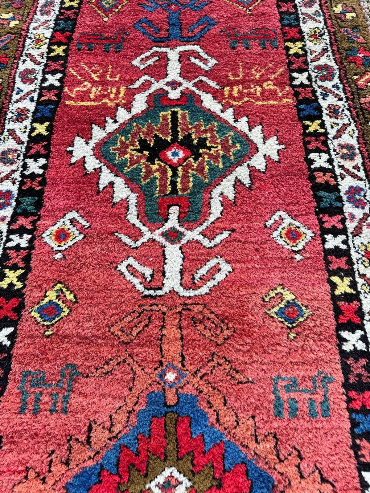 Antique Heriz Runner 3.62m X 0.95m photo vintage