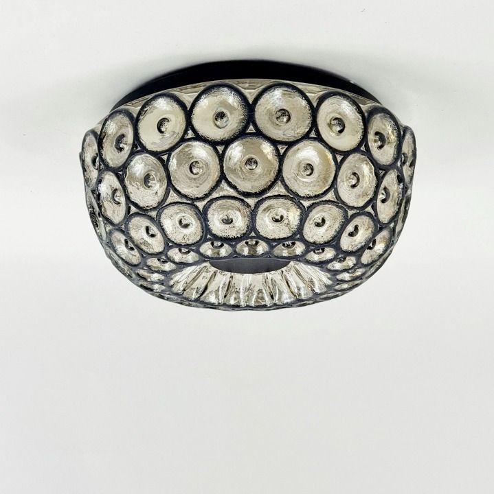 Grand plafonnier mid-century modern en verre, Limburg, Allemagne, années 1960 photo Luminaires