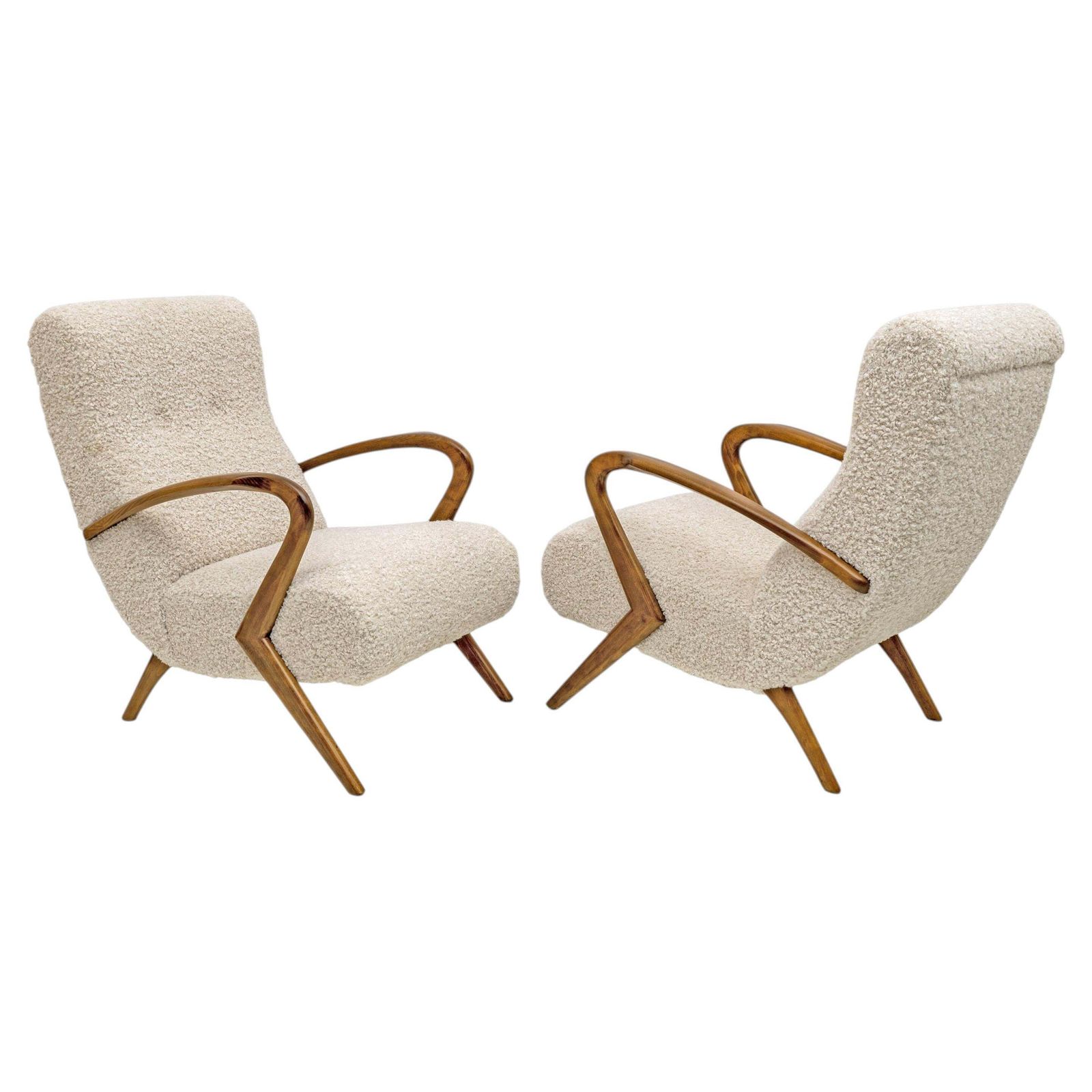 Paire de fauteuils italiens mid-century modern en bouclé, attribués à Paolo Buffa