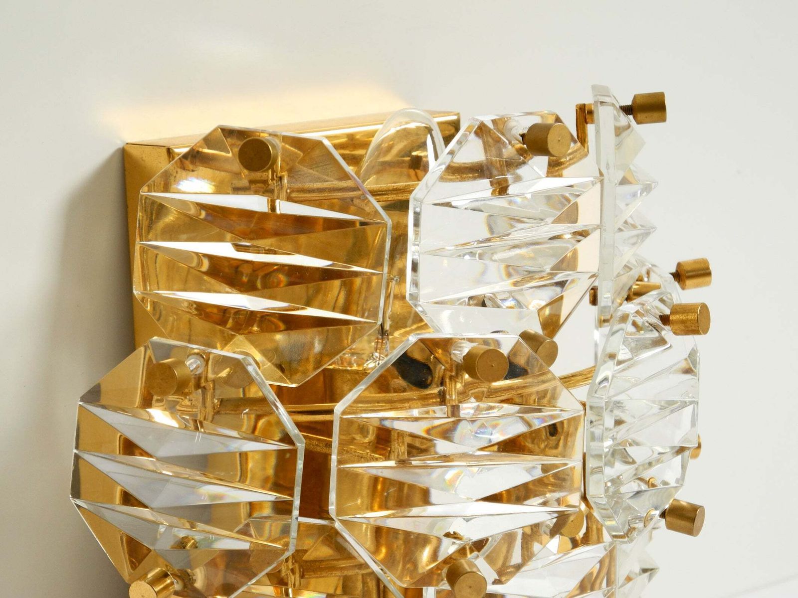 Lighting Beautiful Original 1960s Kinkeldey Crystal Glass And Brass Wall Lamp photo