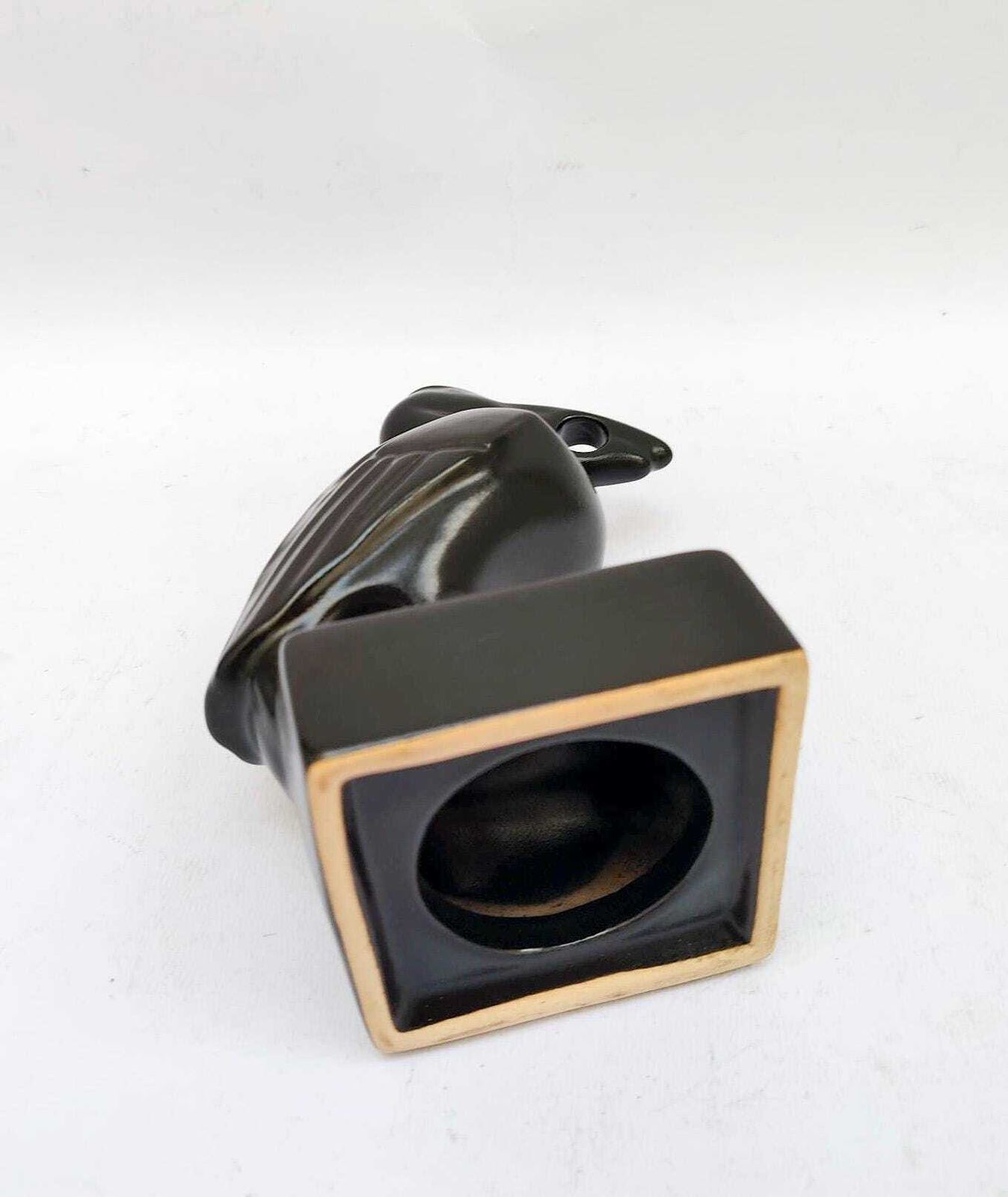 Pelikan Black Ceramic Pen Holder, Vintage Pen Figurine, Display Stand photo 182.0