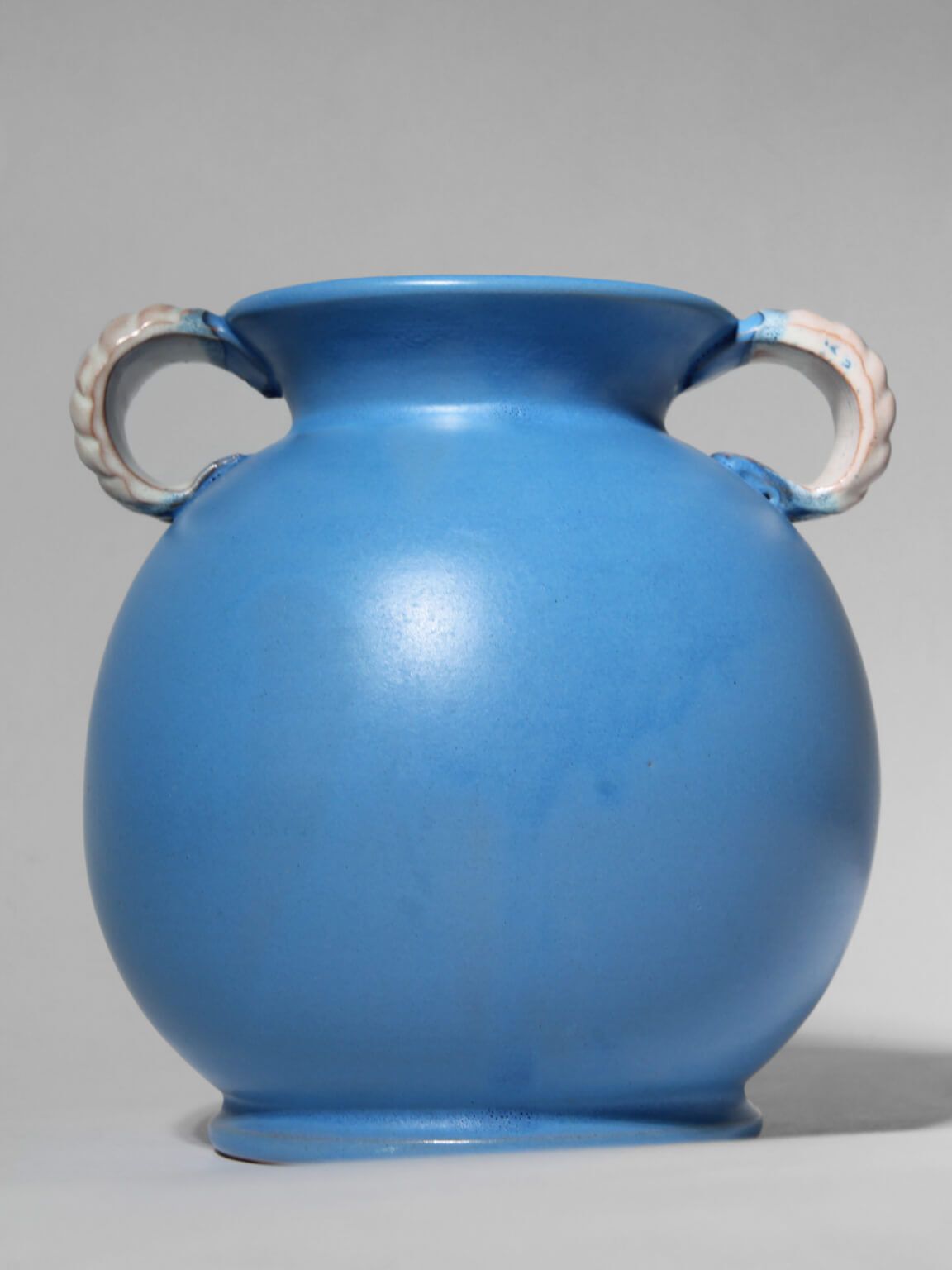 Gabriel Burmeister Art Deco Double Handled Blue Vase, For Gabriel Keramik, 1930s, Sweden photo furniture