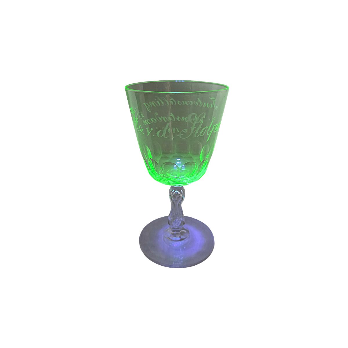 Antiek kristallen uraniumwijnglas, uit 1883 photo furniture