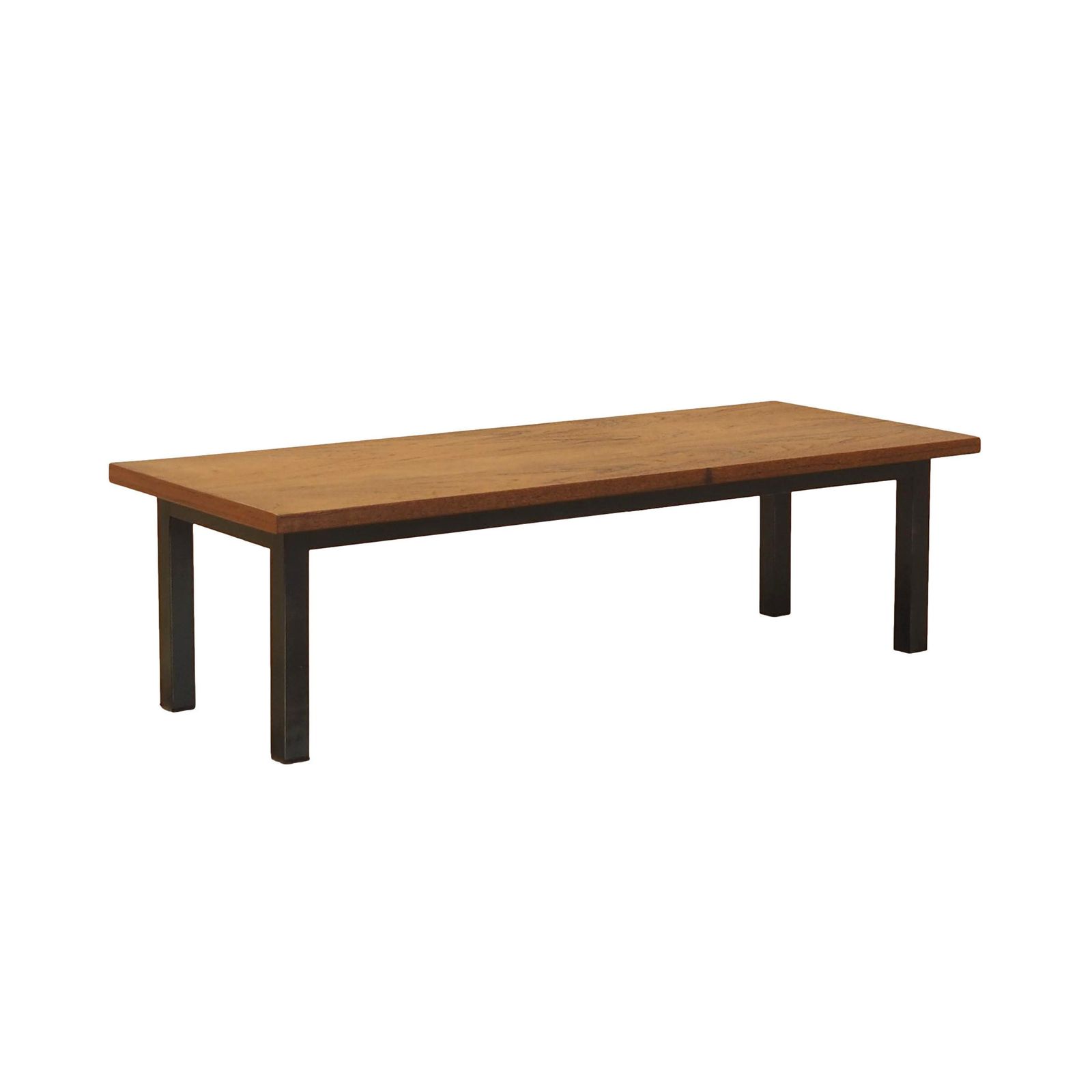 Danish Teak Veneer Coffee Table On Metal Legs, 1960s