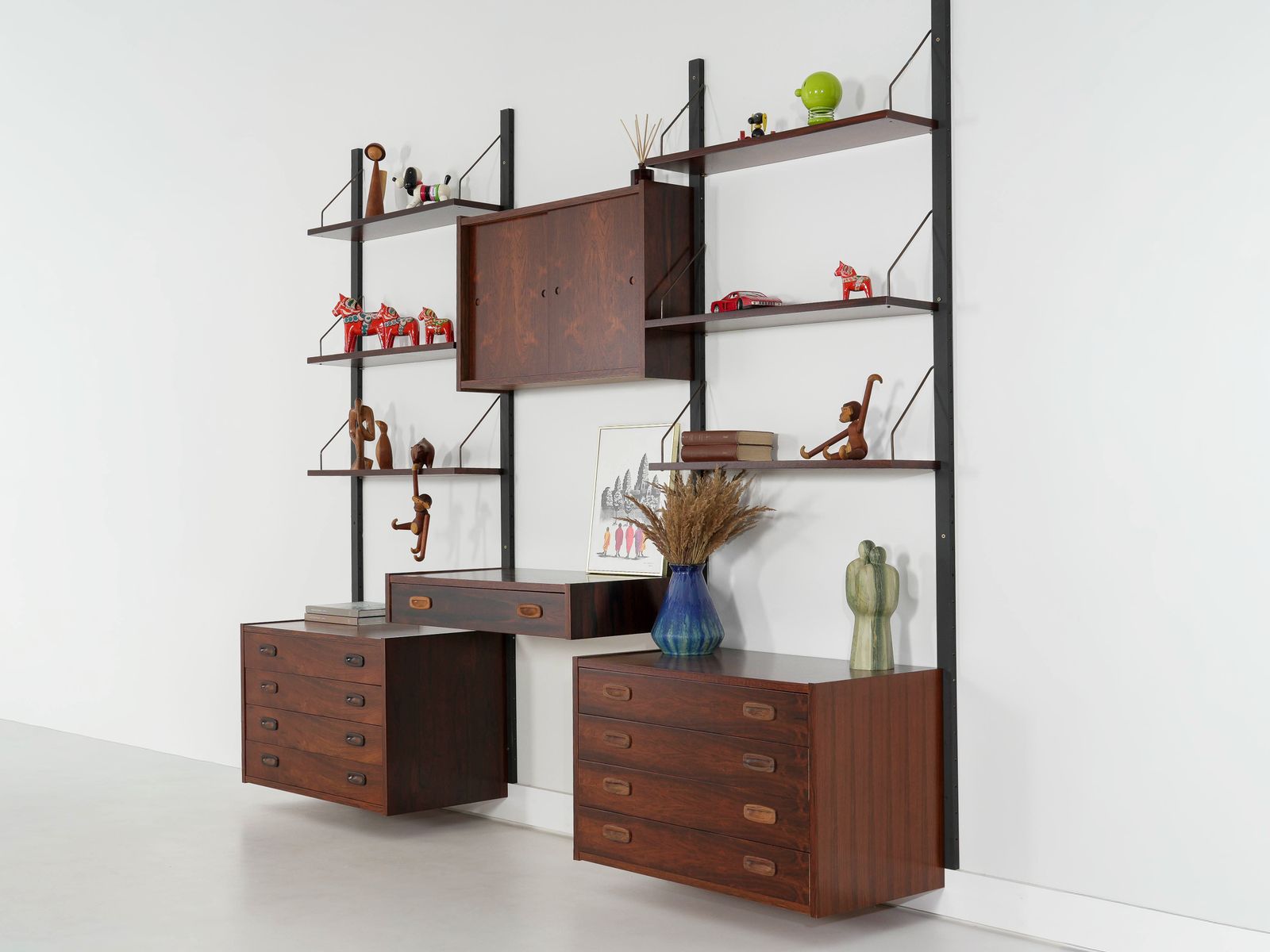 Bibliothèque modulaire PS System par Preben Sørensen, placage, Danemark, années 1960 photo furniture