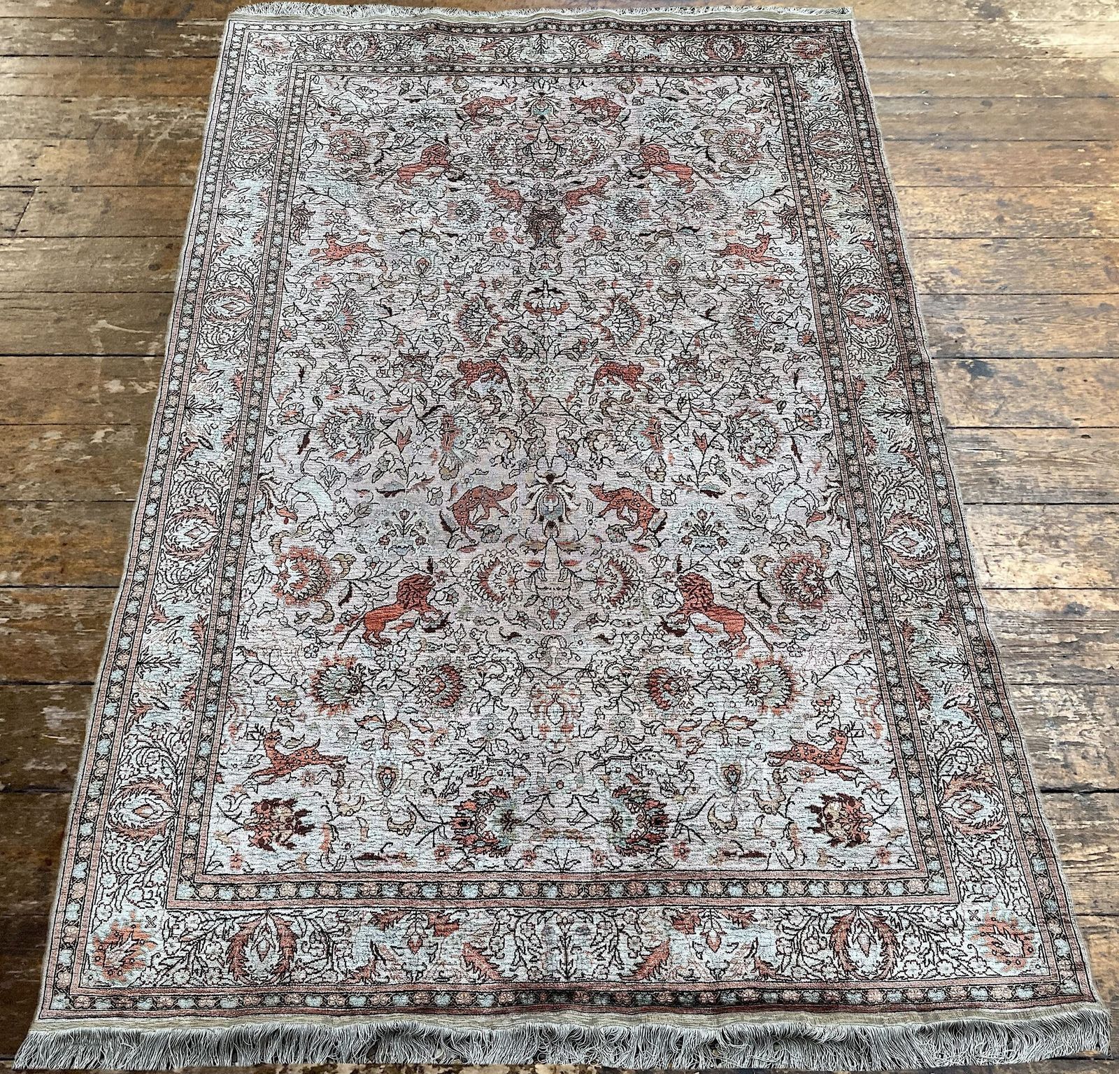 Vintage Turks zijden Kayseri-tapijt 2,14 m x 1,39 m photo Textiel