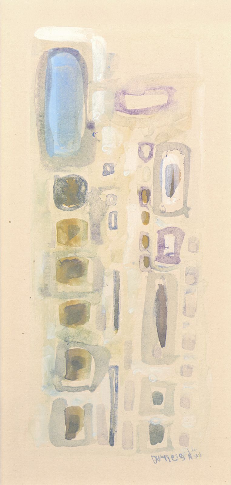 Fijn Frans aquareldiptiek uit 1958 photo furniture