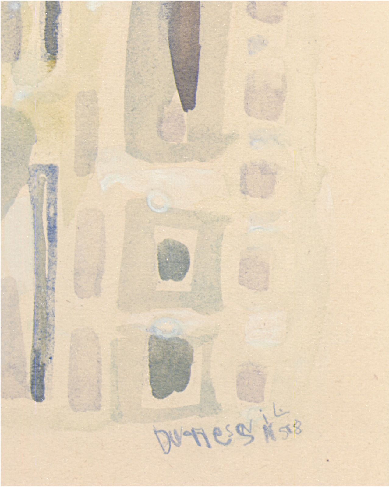 Fijn Frans aquareldiptiek uit 1958 photo for sale