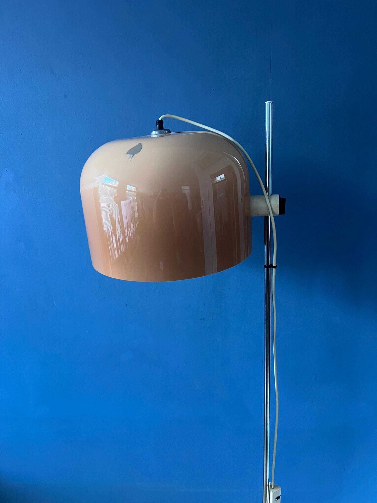 Lighting Guzzini Forma Space Age Floor Lamp Chrome Base Orange Shade photo