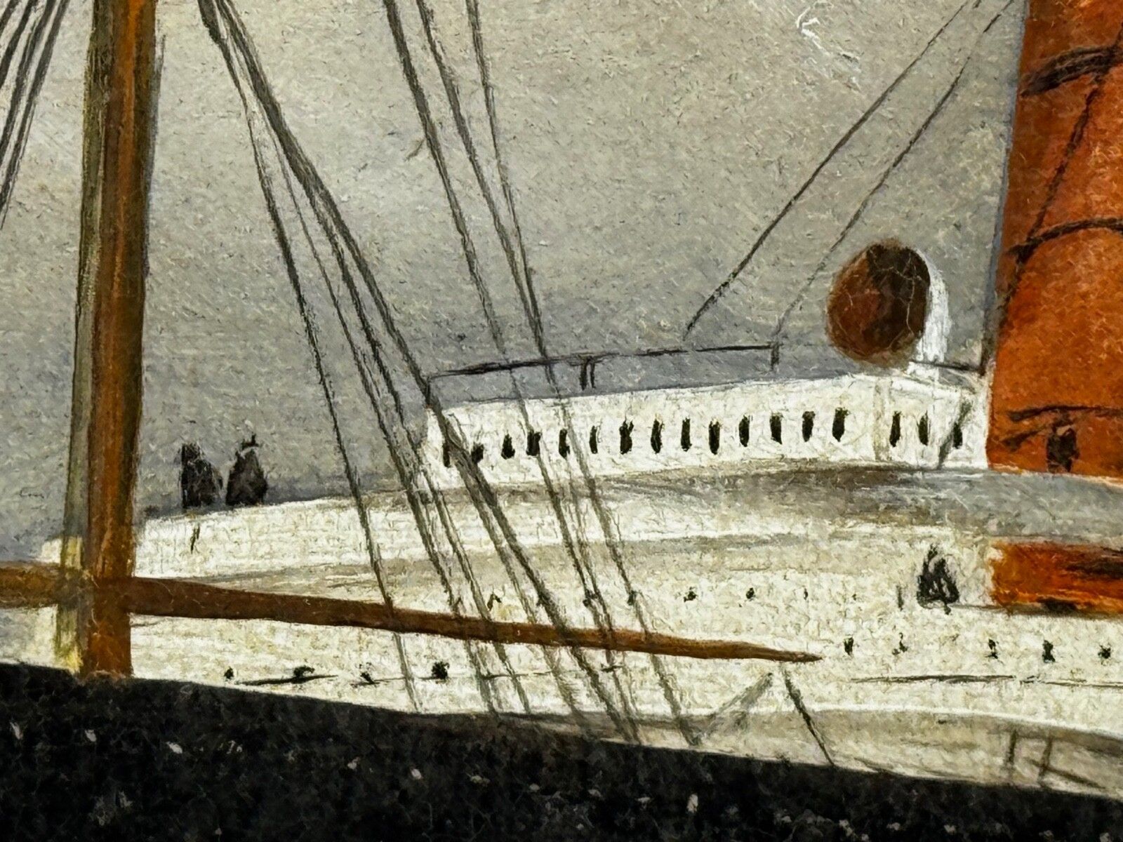 Mid Century Marine Artwork Rms Lusitania Cunard Ocean Liner Marine Oil Painting Captain Turner 1915 photo vinterior