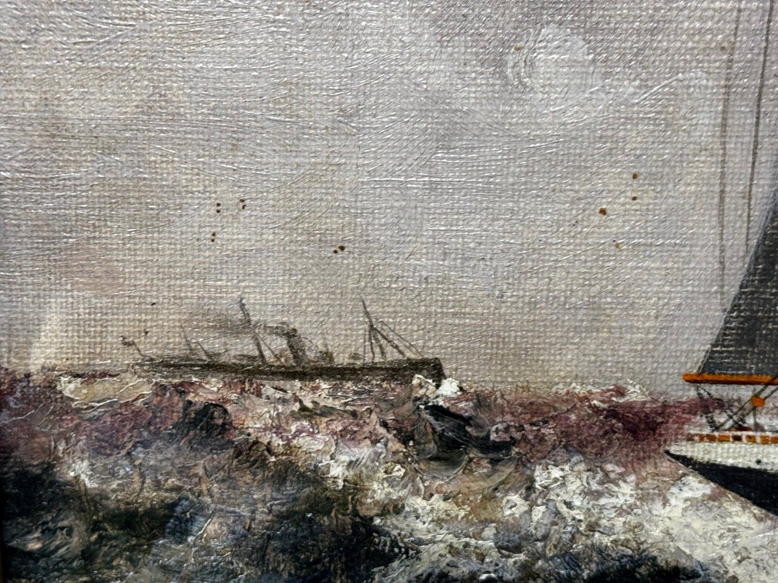 Large Nauticial Early 20th Century Oil Painting 5 Masted Sailing Ship Potosi Flying P Liner Cape Horn In Heavy Seas photo buy