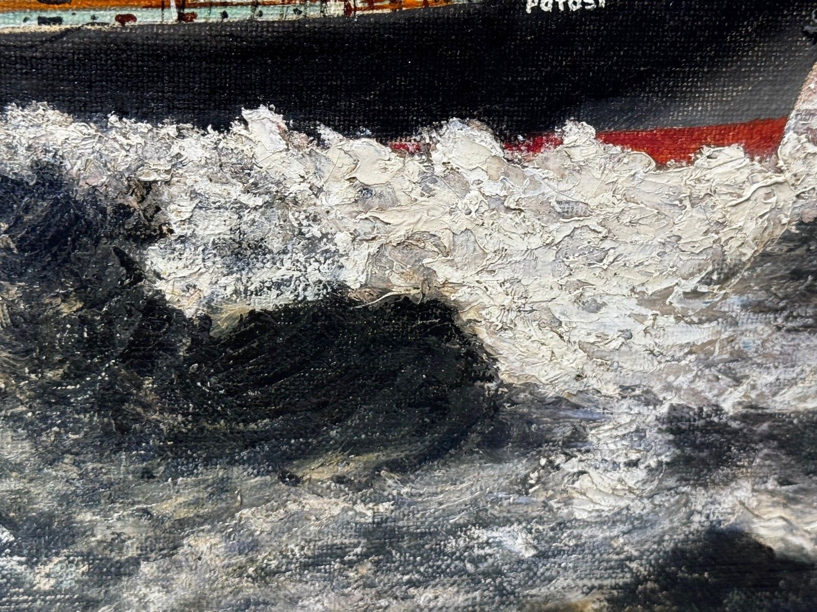 Art Large Nauticial Early 20th Century Oil Painting 5 Masted Sailing Ship Potosi Flying P Liner Cape Horn In Heavy Seas photo