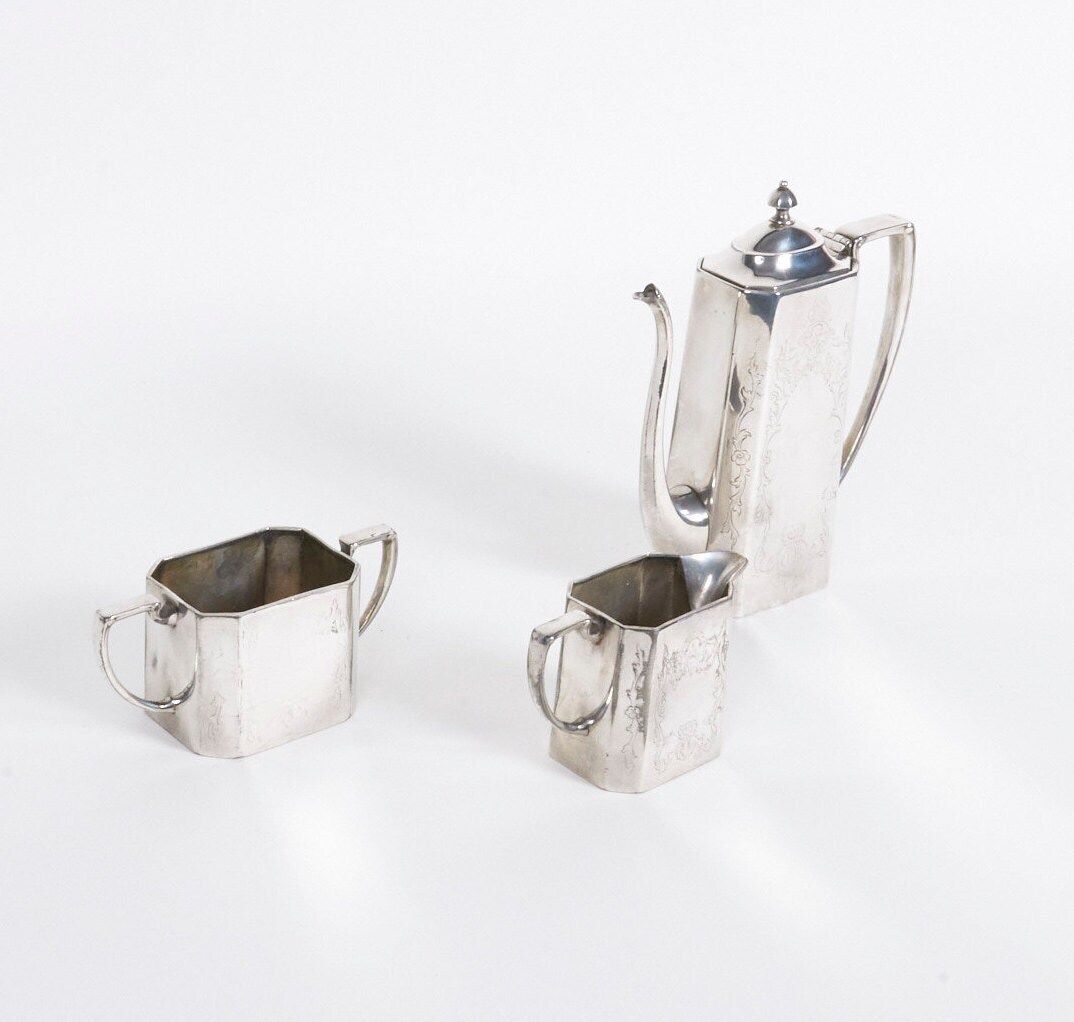 Antiek zilveren koffieservies, Amerikaans verzilverd photo 187.0