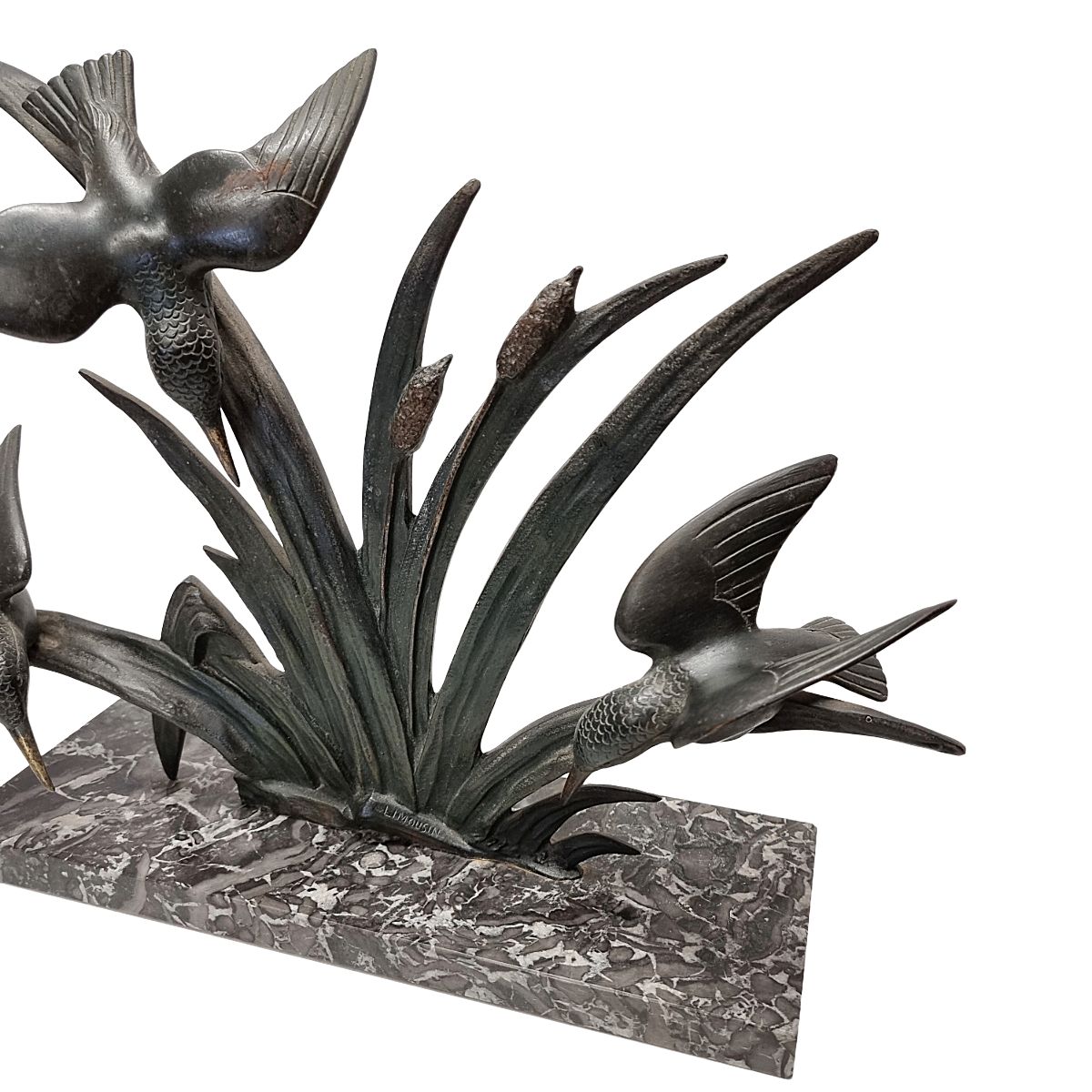 Franse art deco sculptuur van ijsvogels - G. Limousin, jaren 1930 photo Kunst