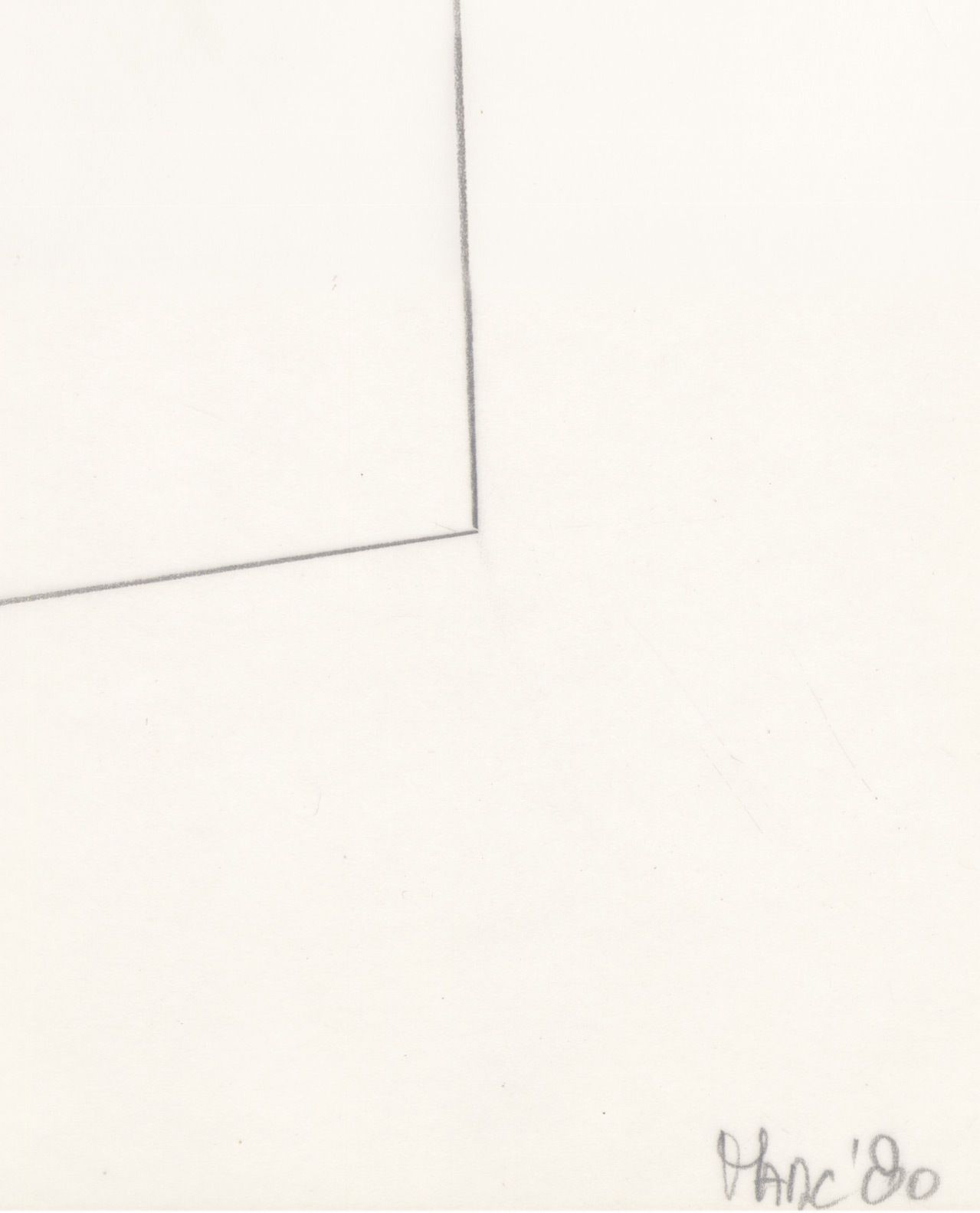 Minimalistisch gesigneerd Nederlands potloodtekening, 1980 photo for sale