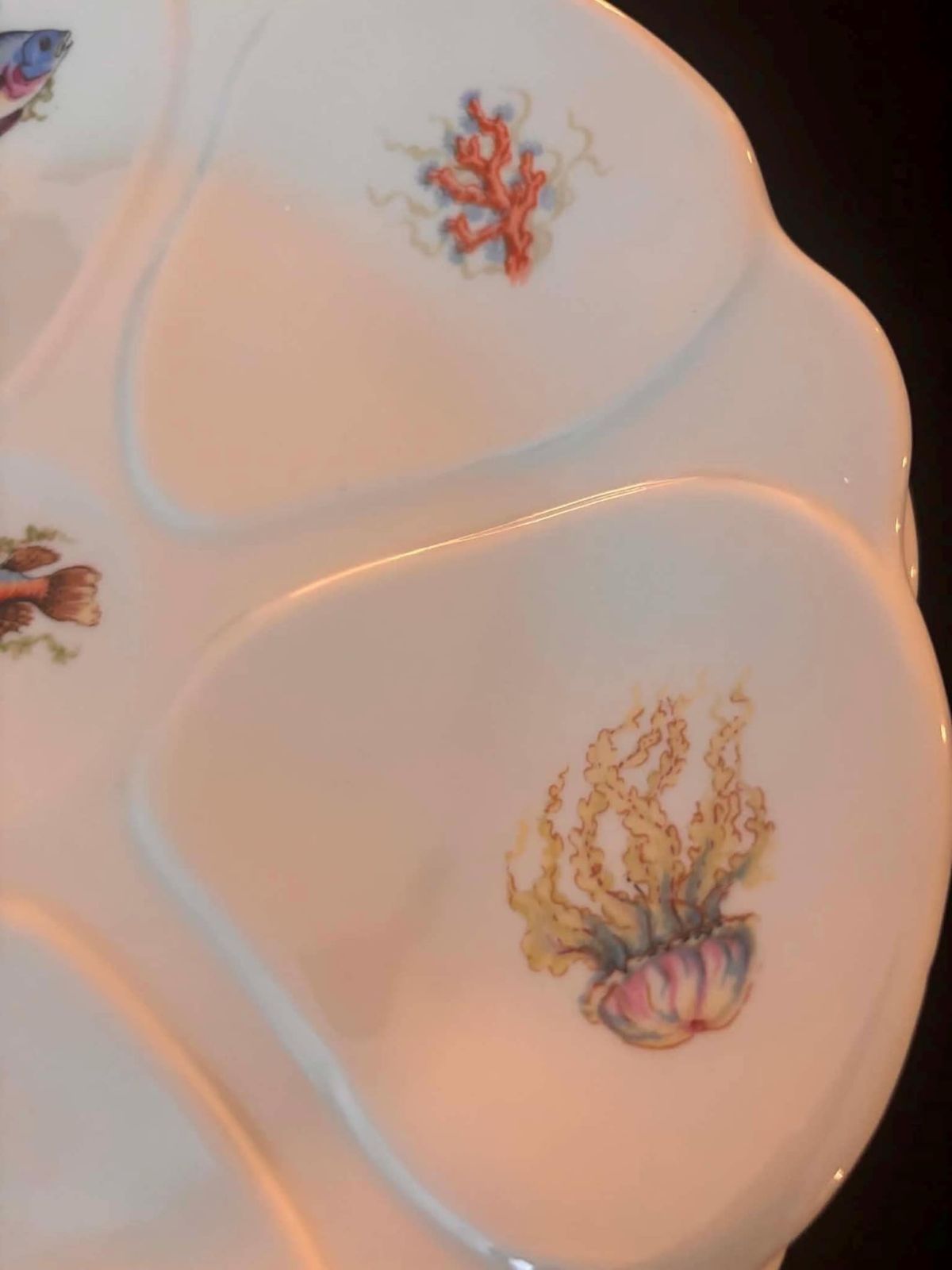 Vintage French Oyster Plates Set Of 6, Porcelaine Française Pf High Temperature, Seafood Plates, Mid Century French Tableware photo vintage